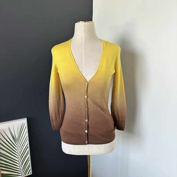 TORY BURCH Women’s Cardigan Wool Ombré 3/4 Sleeve Logo Button - Picture 1 of 9
